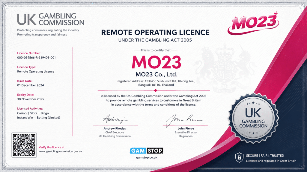 ใบอนุญาต MO23 จาก UKGC